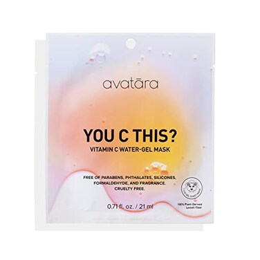 Avatara  You C This Vitamin C WaterGel Mask Hydrating Mask Sheet masks with Niacinamide and Hyaluronic Acid Facial Mask Made with Natural Fibers ParabenFree Vitamin C Face Mask 071 floz
