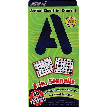 ArtSkills 3 Plastic Alphabet Kit 60 Pieces Letter and Number Stencils