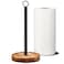 WILDMOS Paper Towel Holder CountertopSolid Acacia Wood with Thick Metal BaseBlack Paper Towel Holder for Farmhouse KitchenWooden Paper Towel Holder Stand