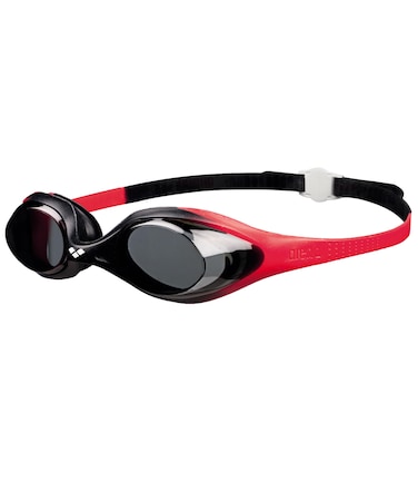 Arena Unisex Youth Spider Junior Swim Goggles Girls and Boys Ages 6 to 12 No Fog NonMirror Lens Easy to Adjust Strap No Leak RedSmokeBlack