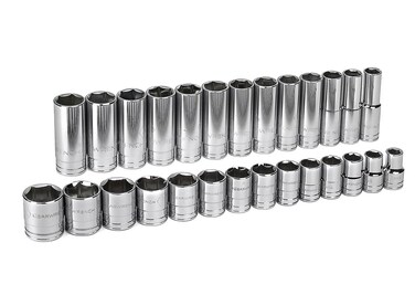 GEARWRENCH 27 Pc 12 Drive 6 Pt Standard  Deep Socket Set SAE  80729