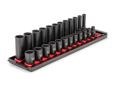 TEKTON 38 Inch Drive 12Point Impact Socket Set with Rails 24Piece 819 mm  SID91213
