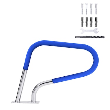 Pool Rail 30x 22 304 Stainless Steel 250LBS Load Capacity Silver Rustproof Pool Handrail for Swimming Pool with Blue Grip Cover  Accessories