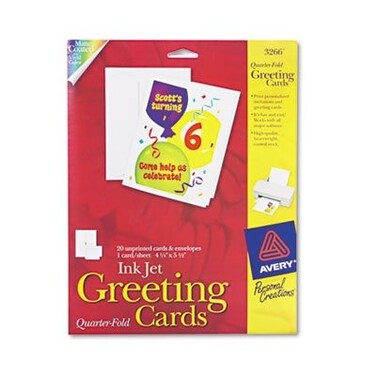 Avery 3266 Personal Creations Printable QuarterFold Cards 414 x 512 20 per Pack 15 ST