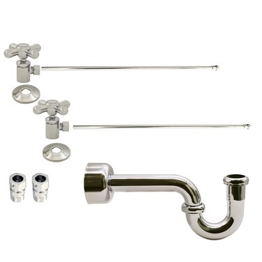 Westbrass Traditional Pedestal Lavatory Kit with Cross Handles Polished Nickel D1838L05