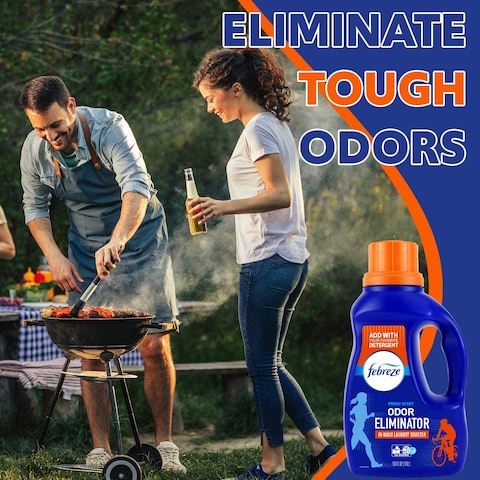 Febreze Laundry Detergent Additive Original Strength In Wash Odor Eliminator Designed to Remove Odors in a Single Wash Caused by Sweat Food Smoke Fresh Scent 50 fl oz 2 Pack