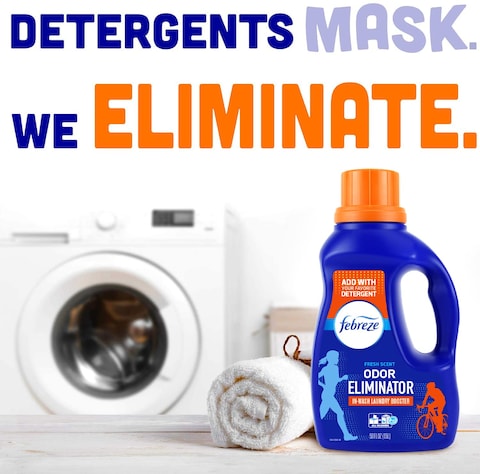 Febreze Laundry Detergent Additive Original Strength In Wash Odor Eliminator Designed to Remove Odors in a Single Wash Caused by Sweat Food Smoke Fresh Scent 50 fl oz 2 Pack