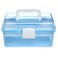 MyGift 10 Inch Portable First Aid Storage Box Transparent Blue Plastic Case Tool Box Sewing Box Organizer Travel Kit Box with Removable Tray Clear Lid and Top Handle