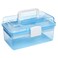 MyGift 10 Inch Portable First Aid Storage Box Transparent Blue Plastic Case Tool Box Sewing Box Organizer Travel Kit Box with Removable Tray Clear Lid and Top Handle
