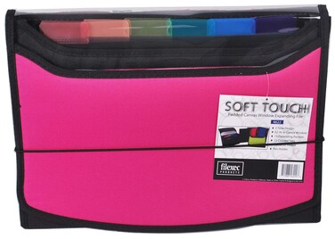 Filexec Soft Touch Padded Canvas Window Expanding File 13 Pockets Hot Pink 462223 Letter 1 Pack