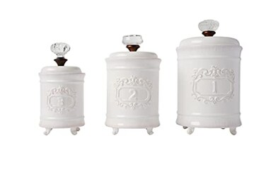 Mud Pie Kitchen Canister Set of 3 White