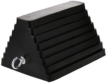 MaxxHaul 70073 Solid Rubber Heavy Duty Wheel Chock with Eyebolt 1 Count Pack of 1