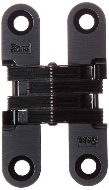 SOSS  204CUS19 204 Zinc Invisible Hinge with Holes for Wood or Metal Applications Mortise Mounting Black ECoat Exterior Finish Pack of 2