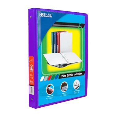 B BAZIC PRODUCTS 12 Purple 3Ring View Binder w 2Pockets