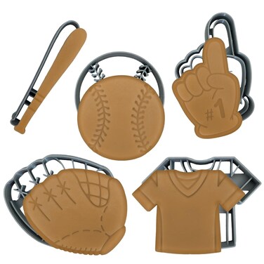 Moose Goods Baseball Cookie Cutter Set of 5  Sports Cookie Cutters Shapes  Stamp Baseball Jersey Cookie Cutter for DIY Baking Supplies  Baseball Shirt Cookie Cutter  Sneaker Cookie Cutter
