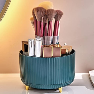 Vonical 360 Degree Rotatable Pen Holder  5 Slots Spinning Pencil Pen Desk Organizers MultiFunctional Pencil Cup Desktop Stationary Organizer Storage for Office School Home Art Supplies Dark Green