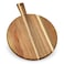 Acacia Wood Round Cutting Board and Chopping Board with Handle for Meat Cheese Board Vegetables Bread and Charcuterie  Decorative Wooden Serving Board for Kitchen and Dining Room Large 17 x 13
