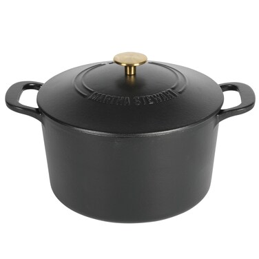 MARTHA STEWART Gatwick 7 QT Enamel Cast Iron Dutch Oven Matte Black
