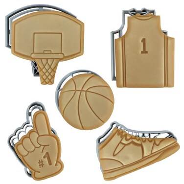 Moose Goods Basketball Cookie Cutter Set of 5  Sports Cookie Cutters Shapes  Stamp Basketball Jersey Cookie Cutter for DIY Baking Supplies  Basketball Shirt Cookie Cutter  Sneaker Cookie Cutter