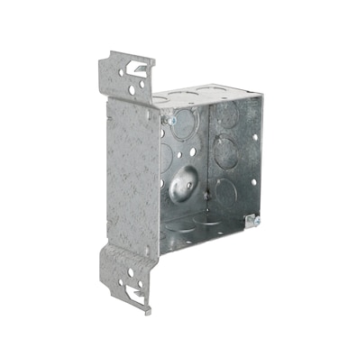HubbellRaco 8235 218Inch Deep 12Inch and 34Inch Side Knockouts WoodMetal Stud Bracket Welded 4Inch Square BoxGray