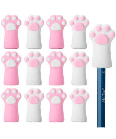 Mr Pen Cat Paw Top Eraser 12 Pack Cute Erasers for Kids Pencil Erasers Toppers Fun Erasers Kids Erasers Fun Erasers Kids Pencil Top Erasers for Kids Pencil Toppers Cap Erasers Eraser Caps