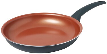 IKO Copper Ceramic Non Stick Fry Pan Dishwasher Safe with Soft Touch Handle Blue 10 Inch