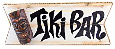 Liphontcta Honbeanify Tiki Bar Mask Wooden Wall Decor Sign Tropical Decoration 15 Inches Long