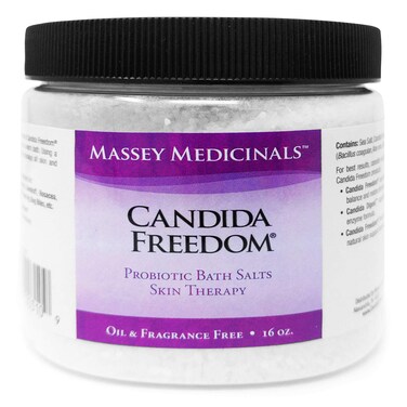 Massey Medicinals CF Sea Salt Bath Soak Pure Ocean Luxury for Soothing Probiotic Baths  Candida Freedom  Aloe Vera  Alpha Lipoic Acid  Unscented  16 oz