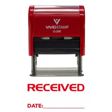 RECEIVED wDate Line SelfInking Office Rubber Stamp Red  Medium