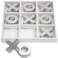 Laura Ashley Elegant Wooden Tic Tac Toe Giant Board Game for Adults and Kids Jumbo Solid Wood Coffee Table Dcor and Games Classic Oversized with White Finish and Silver Resin  10 Piece Set