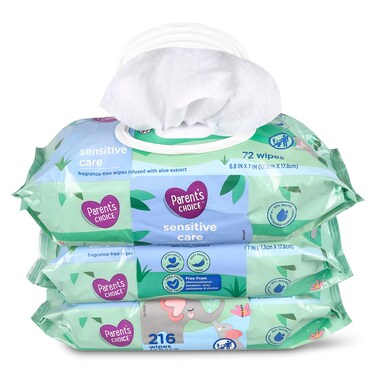 Parents Choice Sensitive Wipes 216 sheets Pack of 3