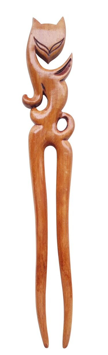 Marycrafts Wooden Fox Hair Pin Hair Fork Hair Stick Hair Accessories Handmade 1 pc