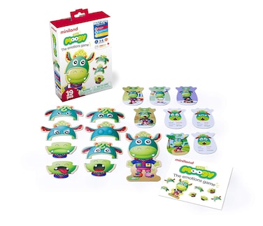 Miniland Educational  Emo Moogy The Emotions Board Game  Fun Activity for Teaching Children About Their Feelings Educational Playset for Communication and Social Skills 96280