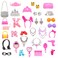 Miunana 55 Pcs Doll Clothes and Accessories Set Include 15 Clothes Party Grown Outfits  40 Different Doll Accessories for 115 Inch Dolls Not Include Doll