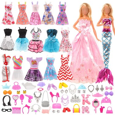 Miunana 55 Pcs Doll Clothes and Accessories Set Include 15 Clothes Party Grown Outfits  40 Different Doll Accessories for 115 Inch Dolls Not Include Doll