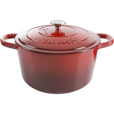 Crock Pot Artisan 5 Quart Enameled Cast Iron Round Dutch Oven Red
