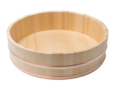 JapanBargain 4086 Japanese Wooden Hangiri Sushi Rice Mixing Bowl Tub for Sushi Restaurant Sushi Oke Sawara Cypress Wood 2125 inches Diameter Made in Japan 54 cm