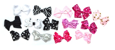 My Little Princess Girls Boutique Hair Bows 4 Set of 14 Pink  Black