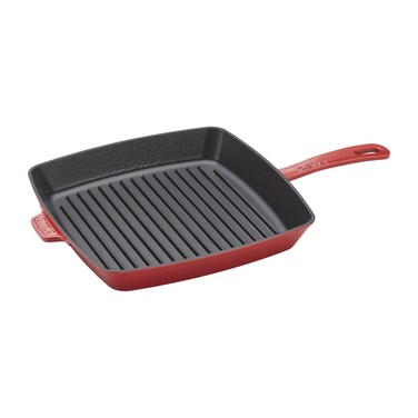 Staub Cast Iron 12inch Square Grill Pan  Cherry Made in France