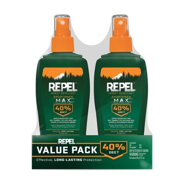 Repel Insect Repellent Sportsman Max Formula Repels Mosquitoes Ticks and Gnats Effective LongLasting Protection 40 DEET Aerosol 6 fl Ounce Pack of 2