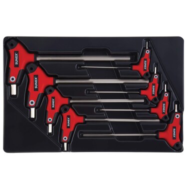 Sunex 9858M Hex Key Set 8Piece Metric 2mm to 10mm Comfort Grip Rubber Overmolded Handle Storage Tray