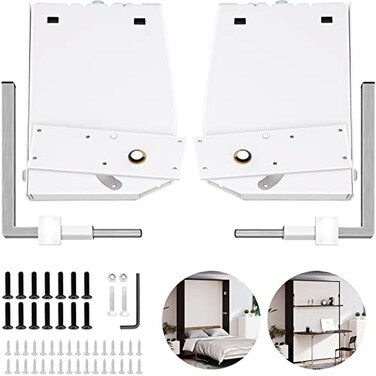 Happybuy Murphy Mounting Wall Springs Mechanism Heavy Duty Support Hardware DIY Kit for King Queen Bed Vertical White