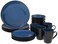Gibson Soho Lounge Round Reactive Glaze Stoneware Dinnerware Set Service for 4 16pc Blue Soho Round