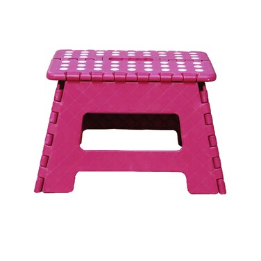 db Living Plastic Folding Step Stool with Handle 12 Wide of Kids or Adults Stepping Stool for KithchenBathroomBedroom Plum