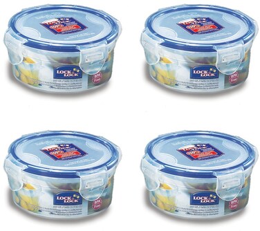 Lock  Lock Round Water Tight Food Container Snack Box Set of 4 Clear