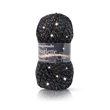 MARY MAXIM Black Starlette Sparkle Yarn