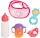 Mommy  Me Baby Doll Accessories Feeding Care 7 Piece Set in a Bag Includes Doll Magic Bottles