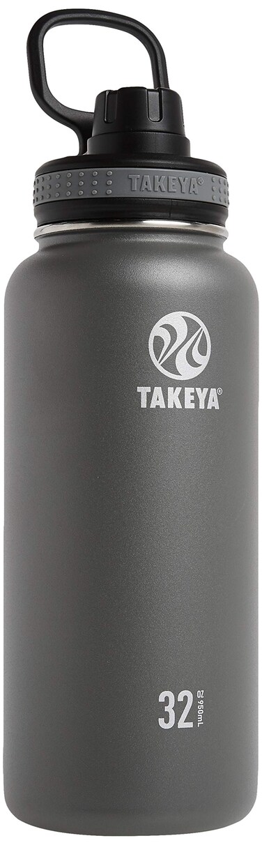 Takeya Originals 32 oz Vacuum Insulated Stainless Steel Water Bottle with Straw Lid Graphite