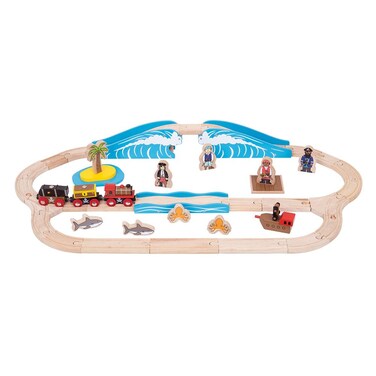 Bigjigs Rail Wooden Pirate Train Set  42 Play Pieces