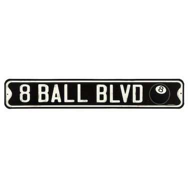 Open Road Brands 8 Ball BLVD Embossed Metal Street Sign